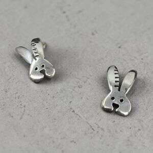 Far Fetched Bunny Rabbit Post Stud Earrings 925 Sterling Silver Fair Trade